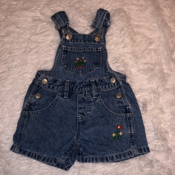 Jordache Baby Girl Denim Short Overalls Bibs 12m - Picture 1 of 4